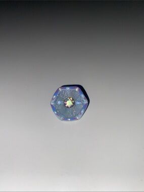 Iridescent Hexagonal Blue Sparkle Flower Button Pin